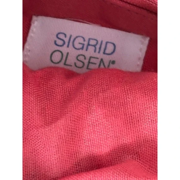 Sigrid Olsen Handcrafted Coral Crochet Tote Wooden Handles Resort Bag Lined NWT - Picture 3 of 16